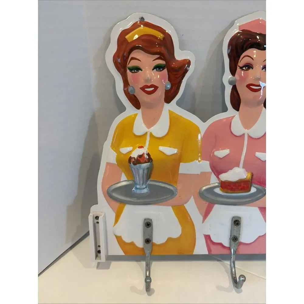 Rare STELLA'S DINER HANDY HOOKS 50'S WAITRESS CARHOP DIE-CUT 1988 ( Modified )